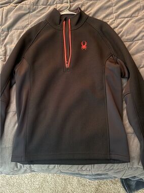 Spyder Black Pullover Quarter-Zip with Red Accent